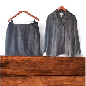 Vintage Old Navy Wool Skirt Set Dark Brown Academia Style Jacket XL Skirt 16
